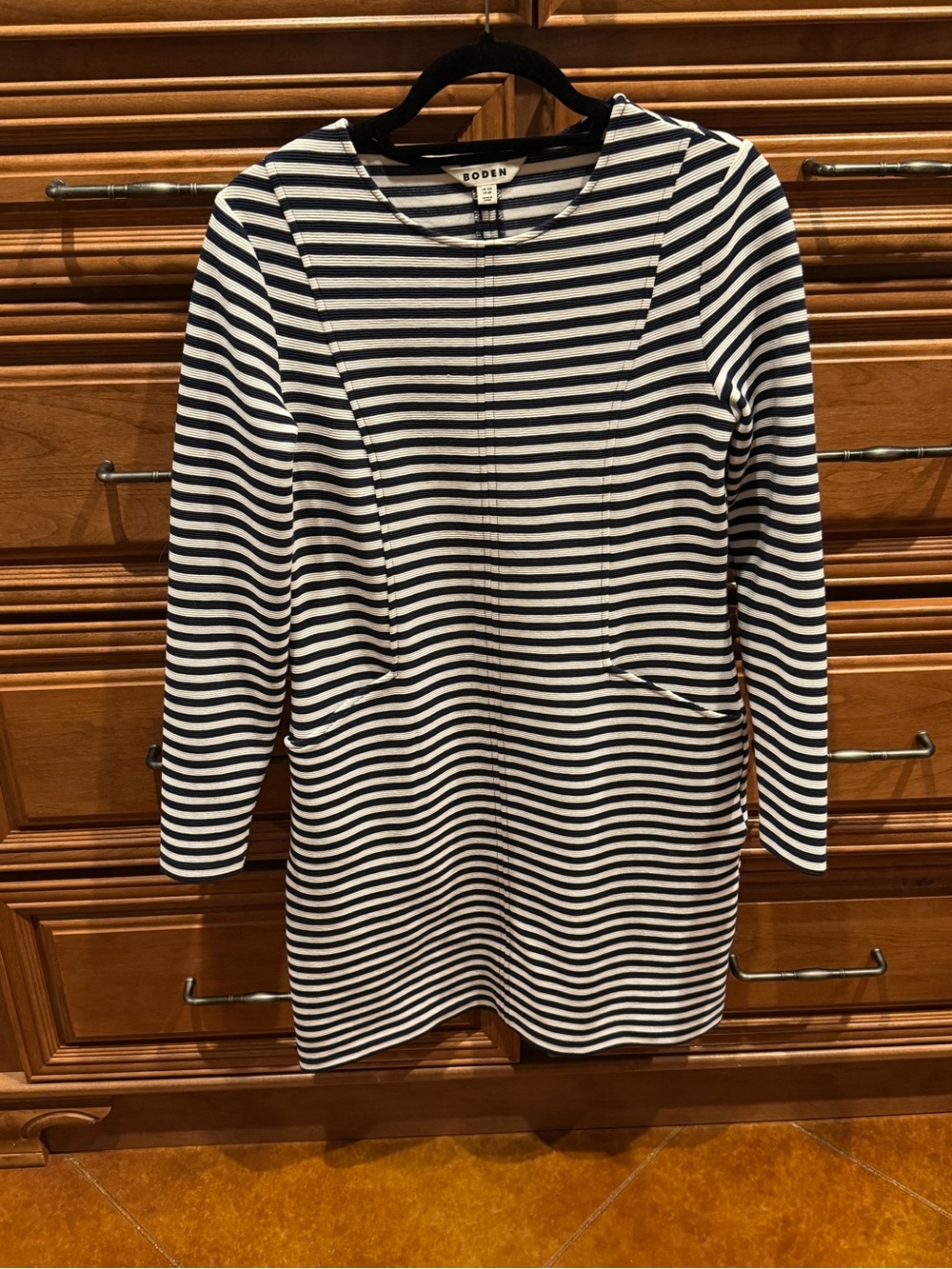 Boden Navy and White Striped Tee Dress